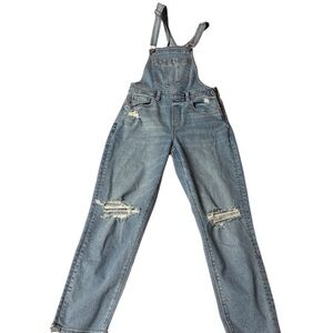 American Eagle Outfitters Men's Faded Blue Denim Overalls